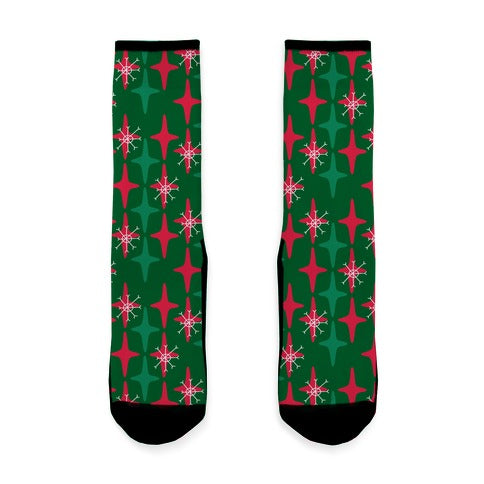 Retro Christmas Sparkle Pattern Socks